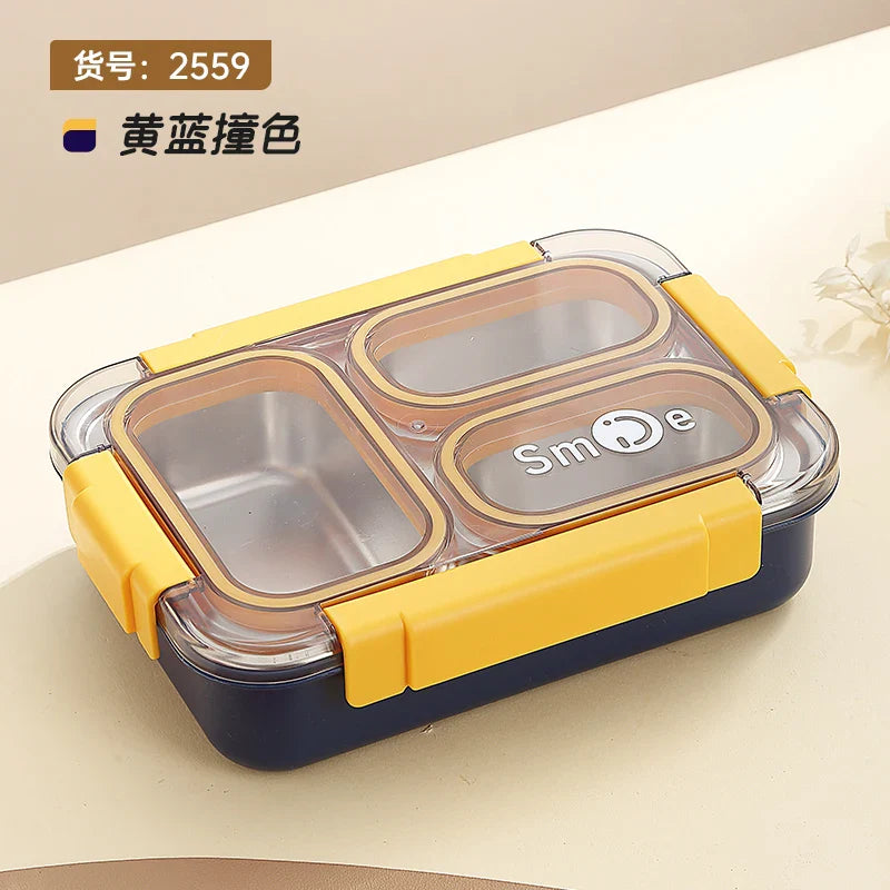 Stainless Steel Vacuum Lunch Box with 3 Compartments With Cutlery