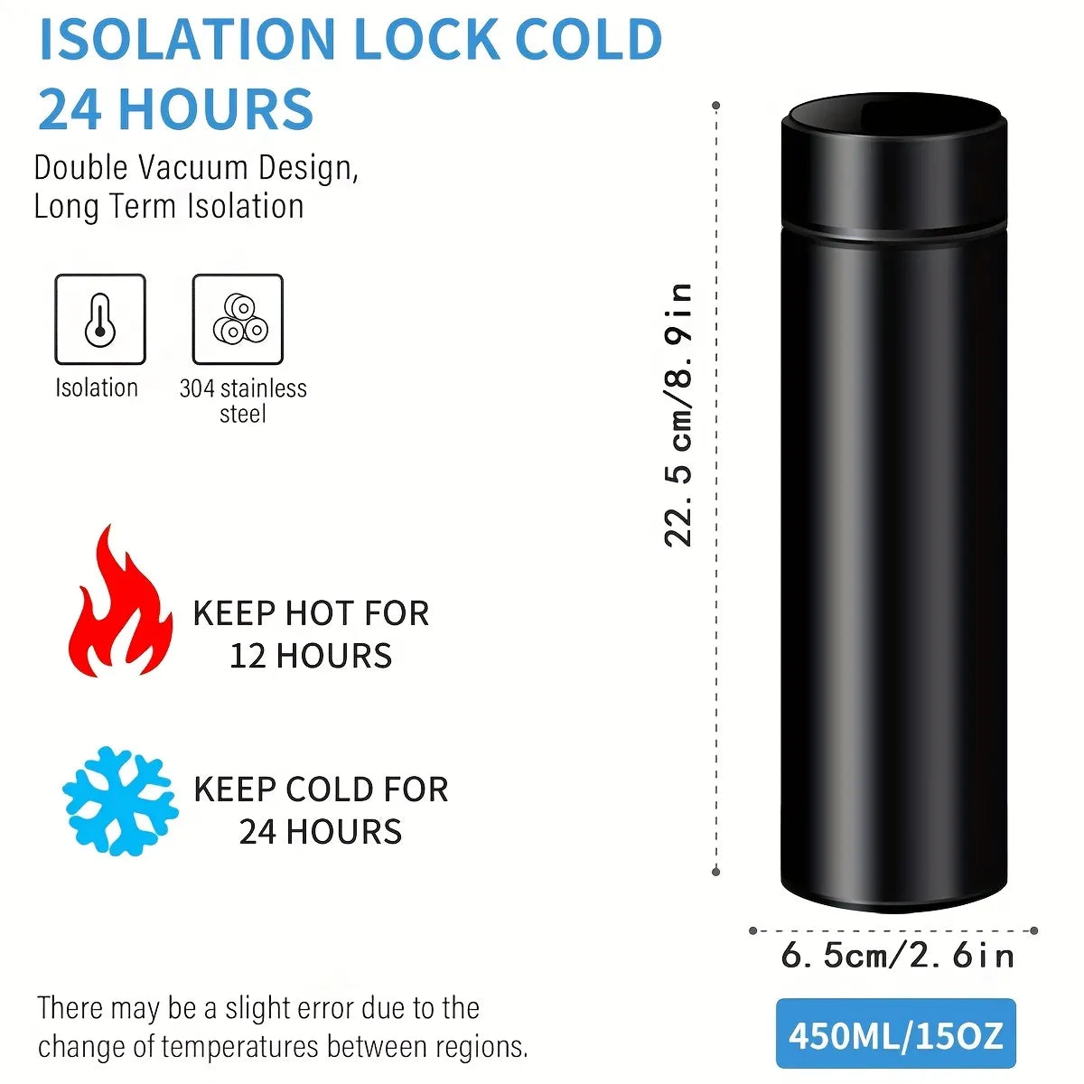 Stainless Steel Vacuum Insulated Bottle with Temperature Display