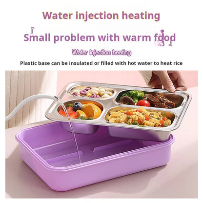 High quality Four grids Stainless steel sealed lunch box with bowl student office portable bento box with spoon chopsticks